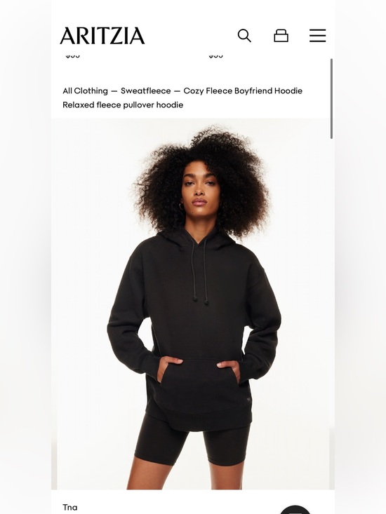 Aritzia Sweaters - Aritzia Cozy Fleece Boyfriend Fit Hoodie - Black